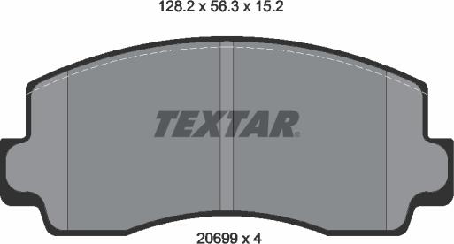 Textar 2069901 - Тормозные колодки, дисковые, комплект www.autospares.lv