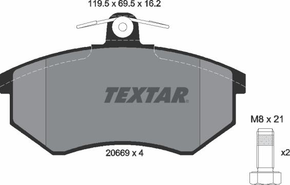 Textar 2066904 - Тормозные колодки, дисковые, комплект www.autospares.lv