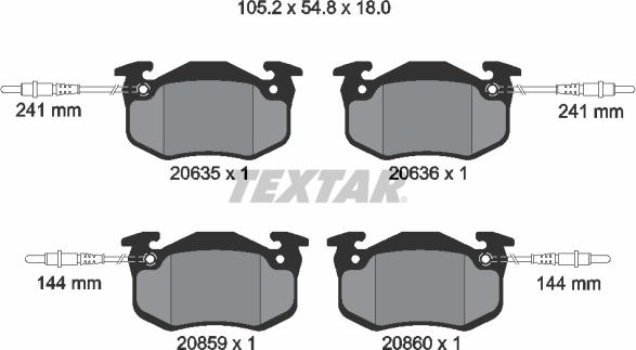 Textar 2063503 - Bremžu uzliku kompl., Disku bremzes www.autospares.lv