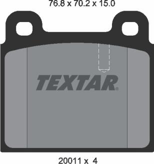 Textar 2001107 - Тормозные колодки, дисковые, комплект www.autospares.lv