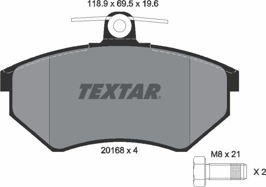 Textar 2016804 - Тормозные колодки, дисковые, комплект www.autospares.lv