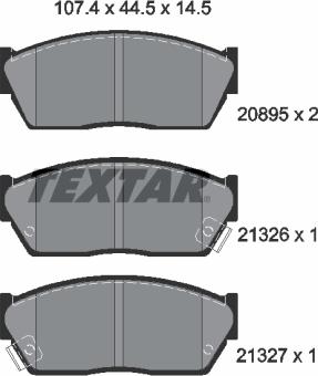 Textar 2089502 - Bremžu uzliku kompl., Disku bremzes www.autospares.lv