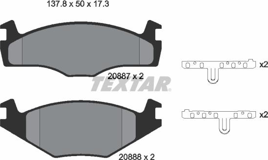 Textar 2088708 - Bremžu uzliku kompl., Disku bremzes autospares.lv