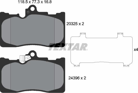 Textar 2032501 - Bremžu uzliku kompl., Disku bremzes www.autospares.lv