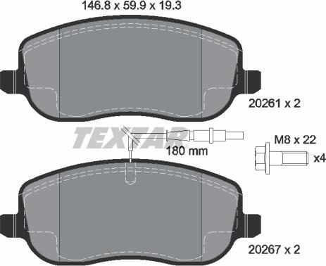 Textar 2026101 - Bremžu uzliku kompl., Disku bremzes www.autospares.lv