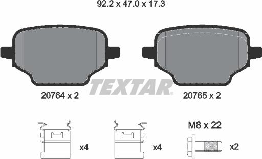 Textar 2076401 - Bremžu uzliku kompl., Disku bremzes www.autospares.lv