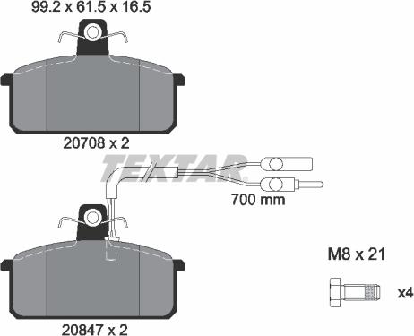 Textar 2070804 - Bremžu uzliku kompl., Disku bremzes www.autospares.lv