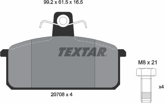 Textar 2070803 - Brake Pad Set, disc brake www.autospares.lv