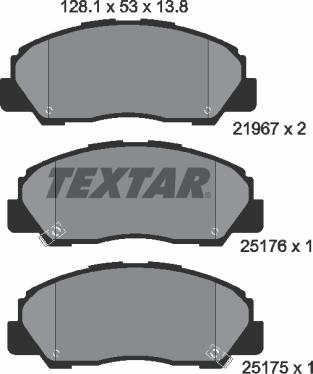 Textar 2196701 - Brake Pad Set, disc brake www.autospares.lv