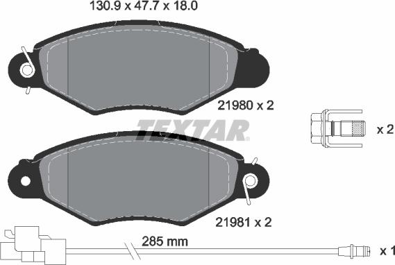 Textar 2198009 - Bremžu uzliku kompl., Disku bremzes autospares.lv