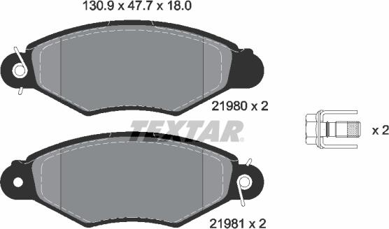 Textar 2198004 - Тормозные колодки, дисковые, комплект www.autospares.lv