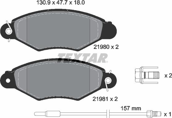 Textar 2198003 - Тормозные колодки, дисковые, комплект www.autospares.lv