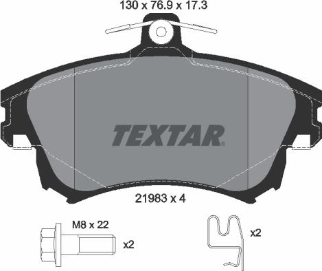 Textar 2198302 - Bremžu uzliku kompl., Disku bremzes autospares.lv