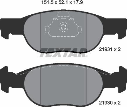 Textar 2193101 - Brake Pad Set, disc brake www.autospares.lv