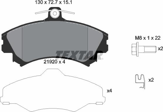 Textar 2192001 - Тормозные колодки, дисковые, комплект www.autospares.lv