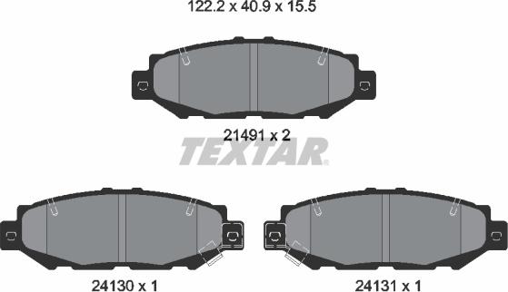 Textar 2149101 - Brake Pad Set, disc brake www.autospares.lv