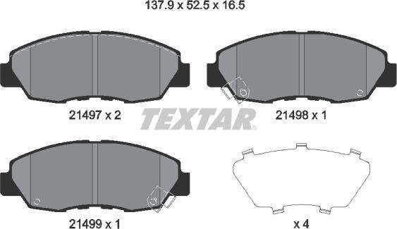 Textar 2149704 - Brake Pad Set, disc brake www.autospares.lv