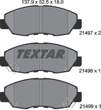 Textar 2149701 - Тормозные колодки, дисковые, комплект www.autospares.lv