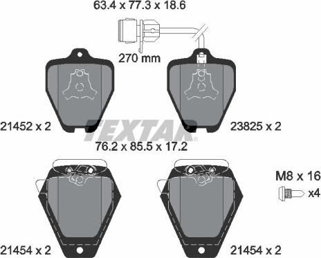 Textar 2145201 - Brake Pad Set, disc brake www.autospares.lv