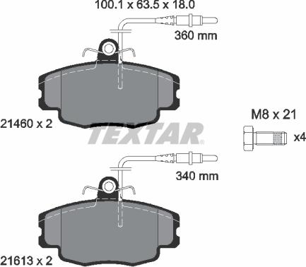 Textar 2146002 - Bremžu uzliku kompl., Disku bremzes www.autospares.lv