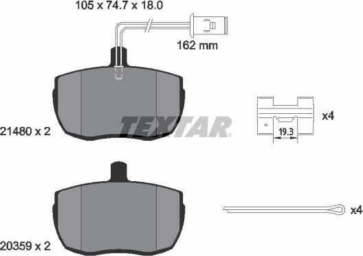 Textar 2148001 - Тормозные колодки, дисковые, комплект www.autospares.lv