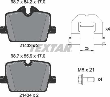 Textar 2143301 - Bremžu uzliku kompl., Disku bremzes www.autospares.lv