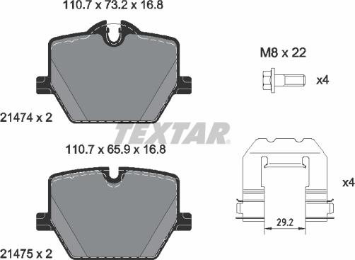 Textar 2147401 - Bremžu uzliku kompl., Disku bremzes www.autospares.lv