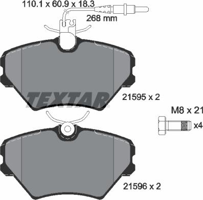 Textar 2159502 - Bremžu uzliku kompl., Disku bremzes www.autospares.lv