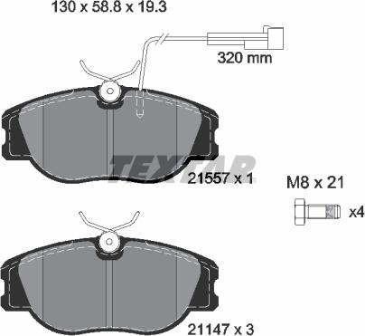 Textar 2155704 - Тормозные колодки, дисковые, комплект www.autospares.lv