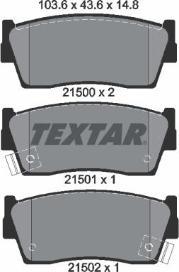 Textar 2150001 - Тормозные колодки, дисковые, комплект www.autospares.lv