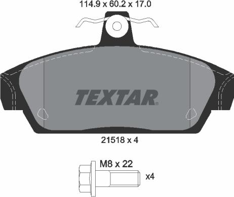 Textar 2151801 - Bremžu uzliku kompl., Disku bremzes www.autospares.lv