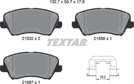 Textar 2153201 - Bremžu uzliku kompl., Disku bremzes www.autospares.lv