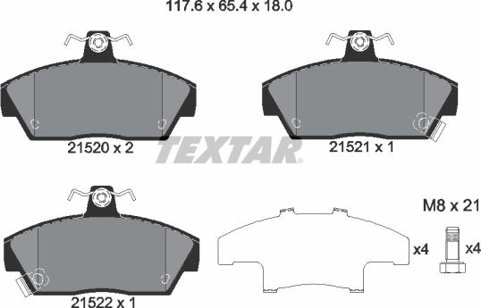 Textar 2152001 - Тормозные колодки, дисковые, комплект www.autospares.lv