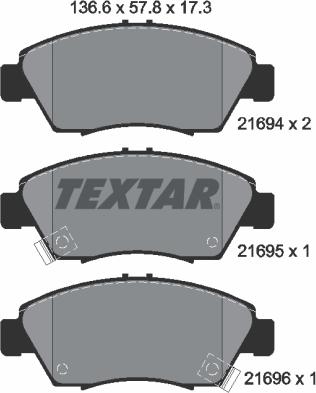 Textar 2169401 - Brake Pad Set, disc brake www.autospares.lv