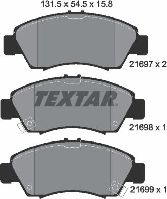 Textar 2169701 - Bremžu uzliku kompl., Disku bremzes www.autospares.lv