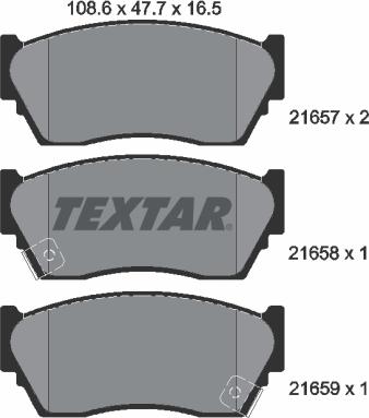 Textar 2165701 - Brake Pad Set, disc brake www.autospares.lv