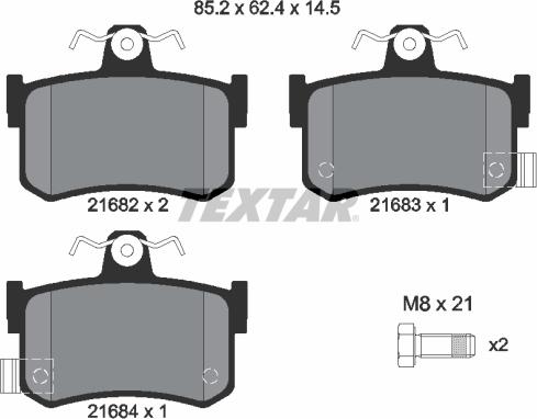 Textar 2168202 - Brake Pad Set, disc brake www.autospares.lv