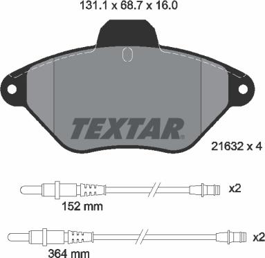 Textar 2163201 - Bremžu uzliku kompl., Disku bremzes www.autospares.lv