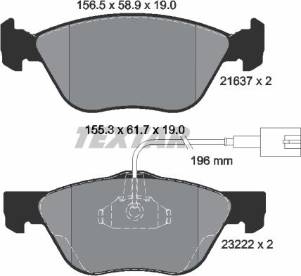 Textar 2163702 - Тормозные колодки, дисковые, комплект www.autospares.lv