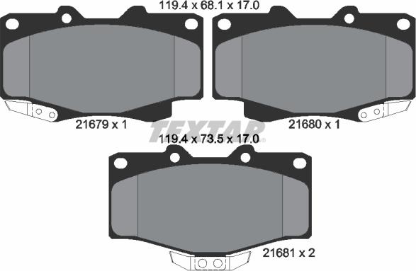 Textar 2167907 - Bremžu uzliku kompl., Disku bremzes autospares.lv