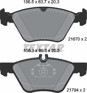 Textar 2167081 - Bremžu uzliku kompl., Disku bremzes www.autospares.lv