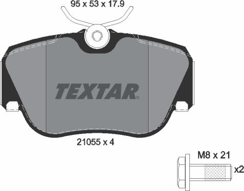 Textar 2105503 - Тормозные колодки, дисковые, комплект www.autospares.lv