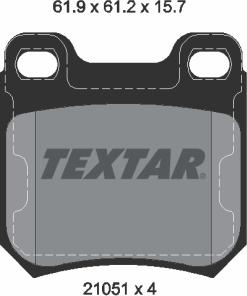 Textar 2105101 - Тормозные колодки, дисковые, комплект www.autospares.lv