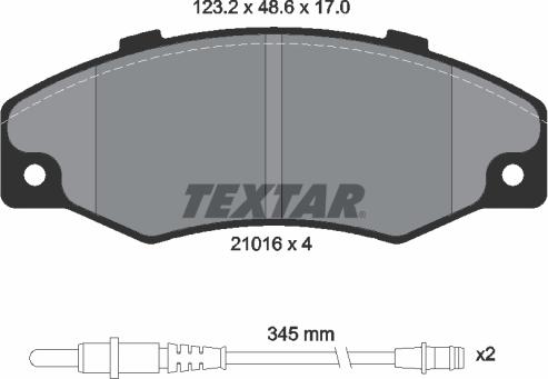 Textar 2101602 - Bremžu uzliku kompl., Disku bremzes www.autospares.lv