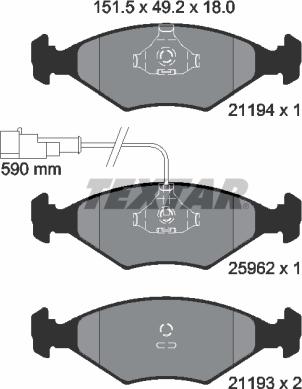 Textar 2119401 - Bremžu uzliku kompl., Disku bremzes www.autospares.lv