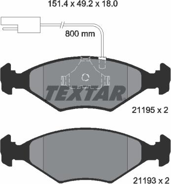 Textar 2119501 - Brake Pad Set, disc brake www.autospares.lv