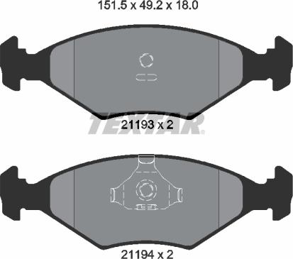 Textar 2119301 - Brake Pad Set, disc brake www.autospares.lv