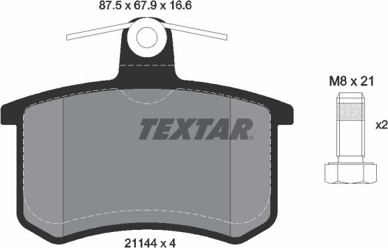 Textar 2114401 - Тормозные колодки, дисковые, комплект www.autospares.lv