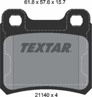 Textar 2114001 - Тормозные колодки, дисковые, комплект www.autospares.lv