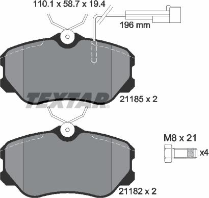 Textar 2118503 - Тормозные колодки, дисковые, комплект www.autospares.lv